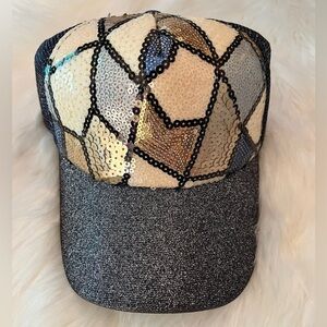 Stunning Glam & Glitter Sequin Geometric Baseball Cap, one size